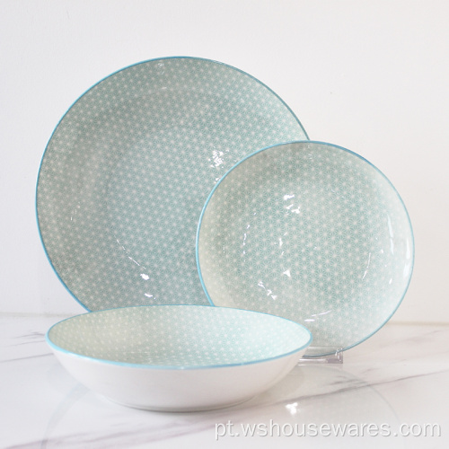Venda por atacado de alta qualidade pad impressão de porcelana conjunto de utensílios de mesa